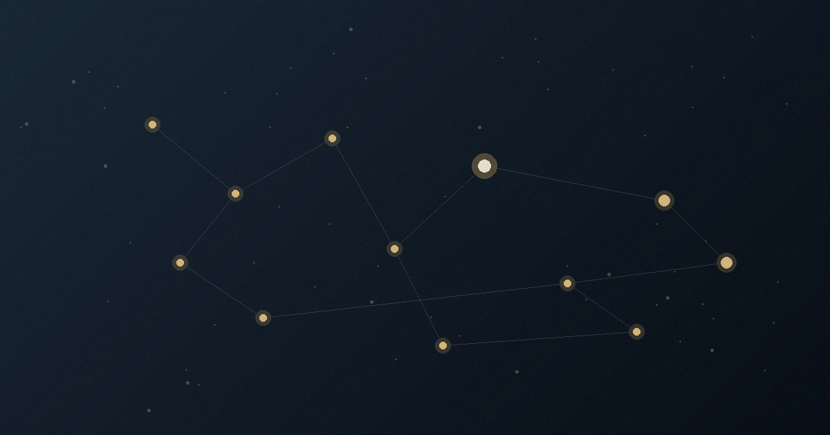 Constellation of brass stars on a dark background, illustrating cybersecurity myths