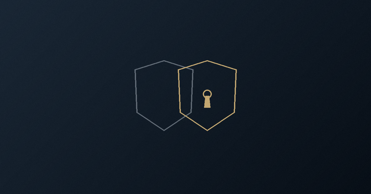 Two overlapping shields with a keyhole, illustrating multi-factor authentication