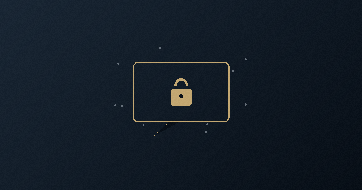 A chat bubble containing a padlock, illustrating safe use of AI tools